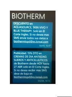 Biotherm’s text messages