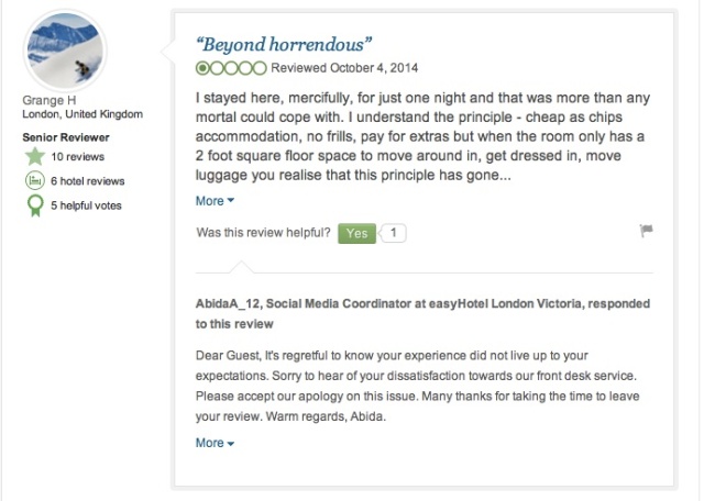 comments reviews about Easyhotel London